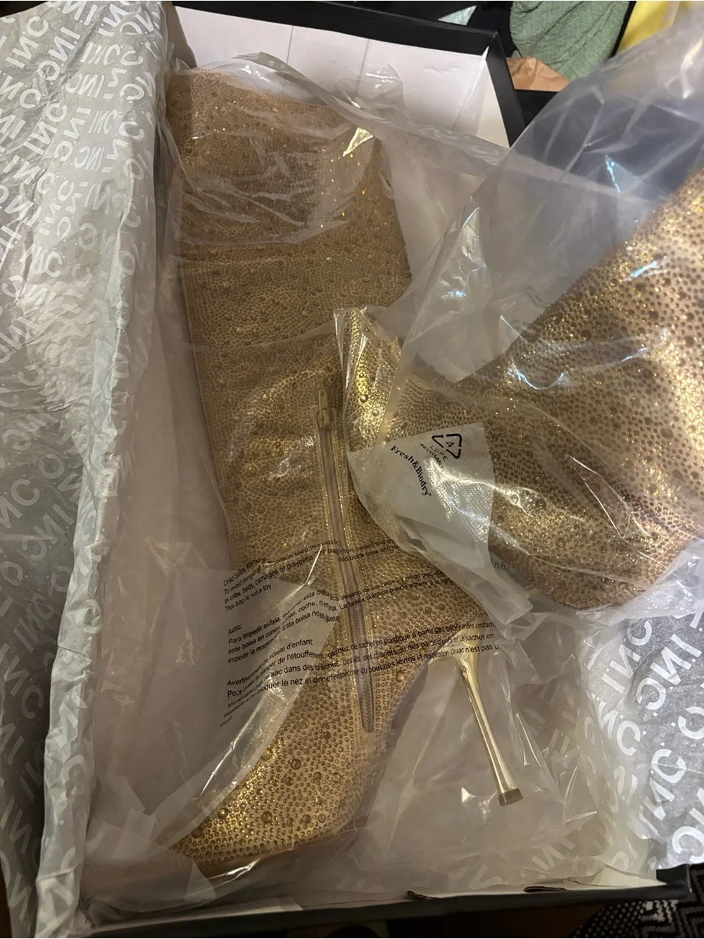 INC International Concepts Gold Sparkle Over-the-Knee Stiletto Boots